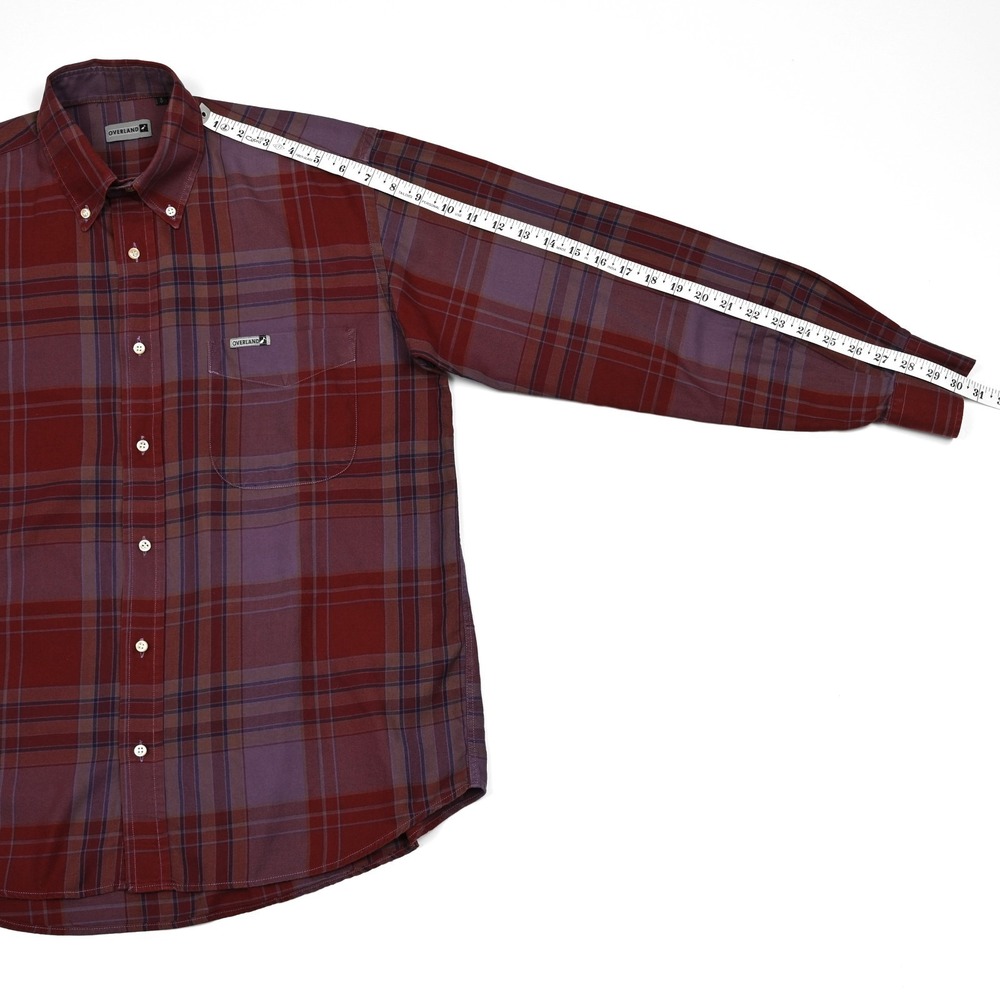 Overland Shirt Men's Long Sleeve Plaid Button Down Preppy Pocket Medium 3 - Picture 5 of 9
